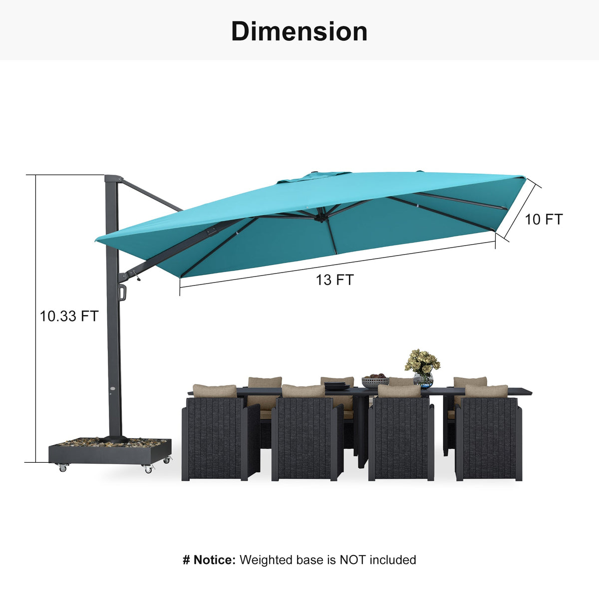PURPLE LEAF Heavy Duty Cantilever Patio Umbrella Extra Large Outdoor Umbrella for Yard, Garden, Pool