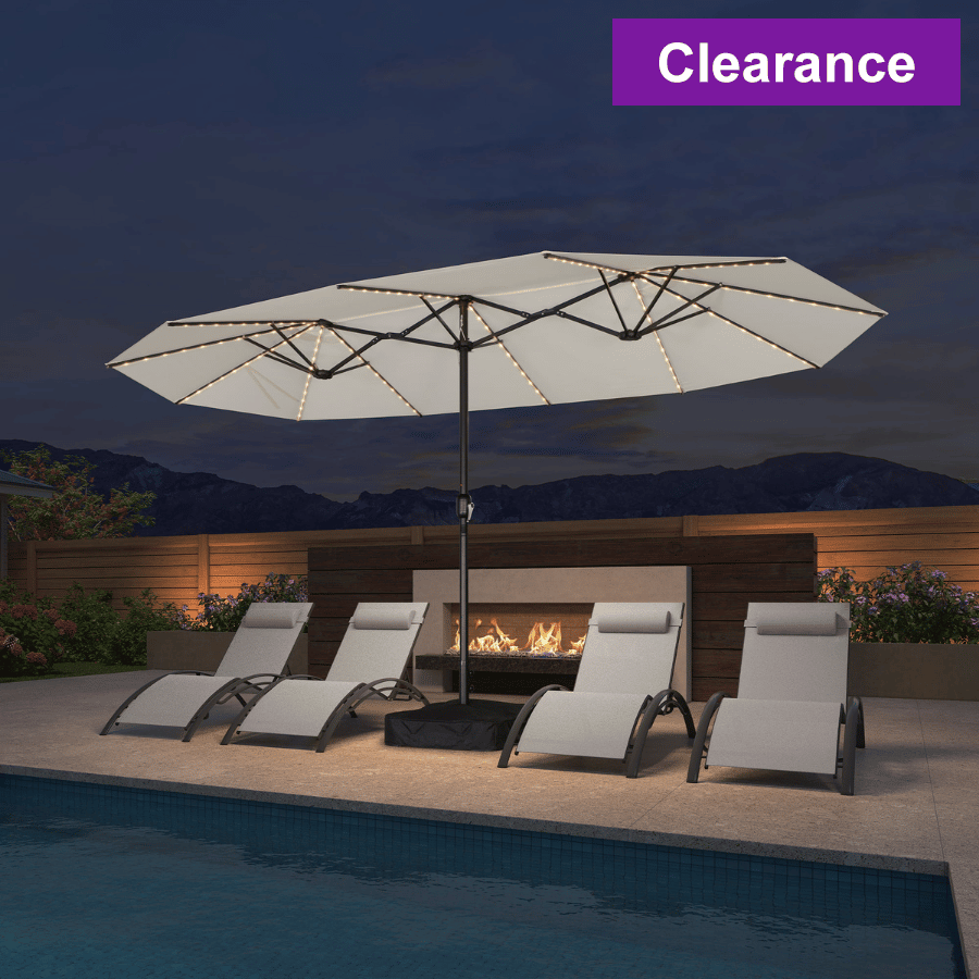 PURPLE LEAF Double Sided Patio Umbrella with Light Large Market Umbrellas with Base