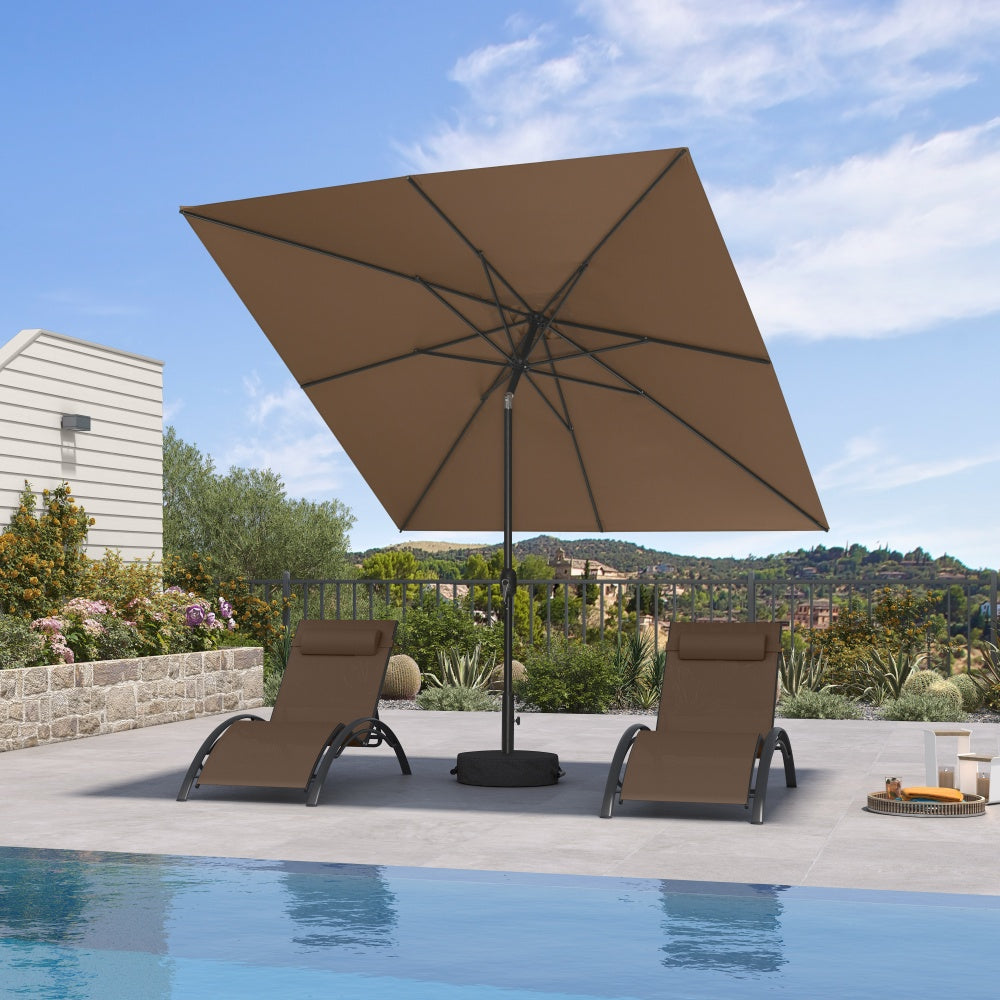 PURPLE LEAF Black Frame Outdoor Market Umbrellas Yard Tilting Patio Table Umbrella with Base