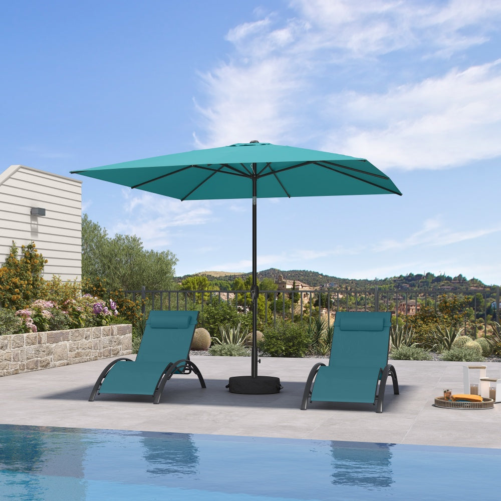 PURPLE LEAF Black Frame Outdoor Market Umbrellas Yard Tilting Patio Table Umbrella with Base