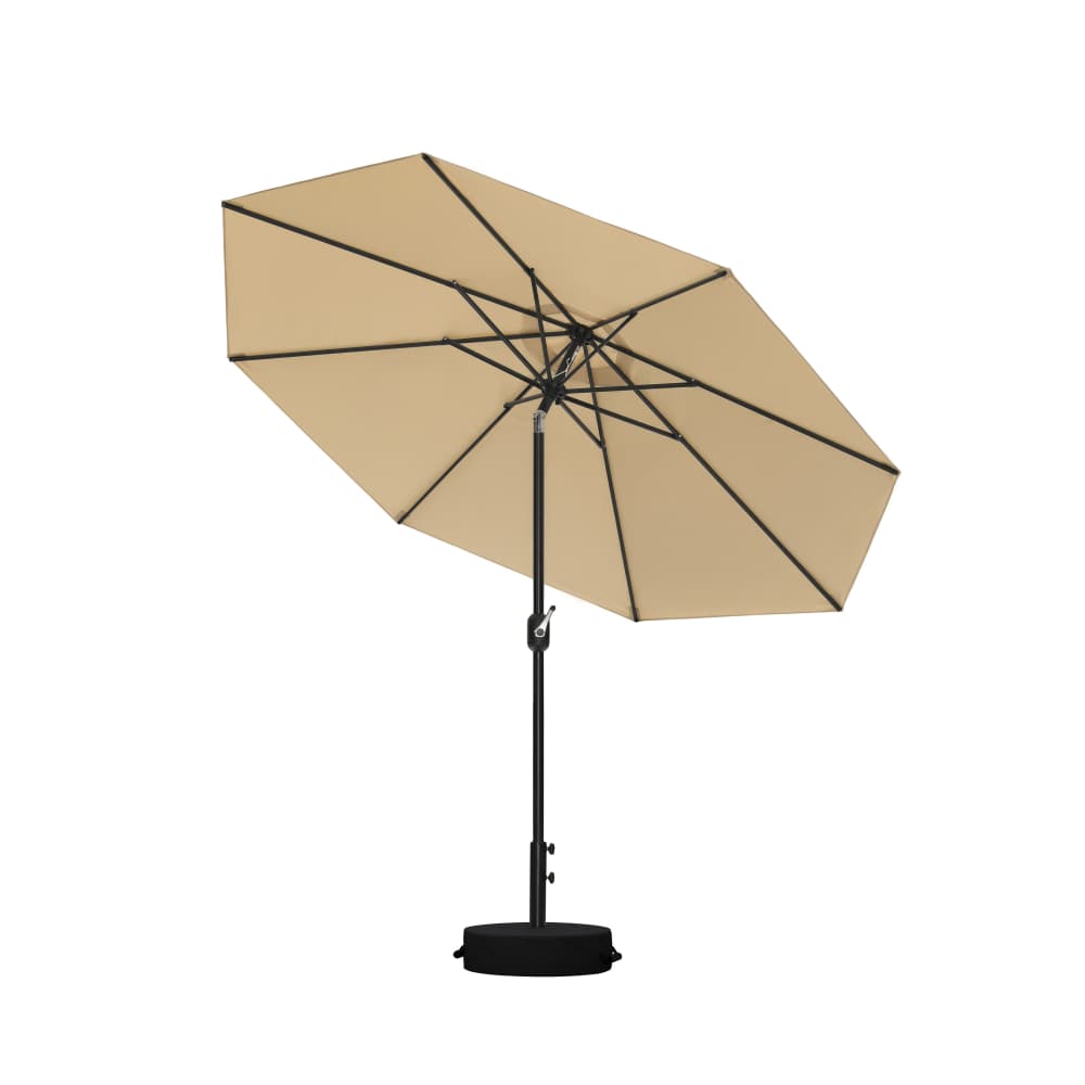 PURPLE LEAF Black Frame Outdoor Market Umbrellas Yard Tilting Patio Table Umbrella with Base