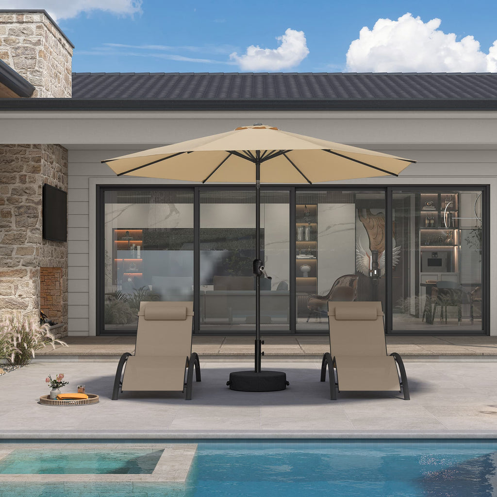PURPLE LEAF Black Frame Outdoor Market Umbrellas Yard Tilting Patio Table Umbrella with Base