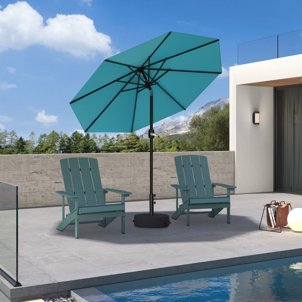 PURPLE LEAF Black Frame Outdoor Market Umbrellas Yard Tilting Patio Table Umbrella with Base