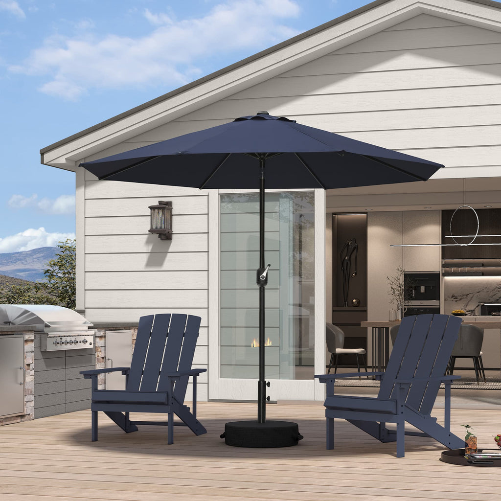 PURPLE LEAF Black Frame Outdoor Market Umbrellas Yard Tilting Patio Table Umbrella with Base