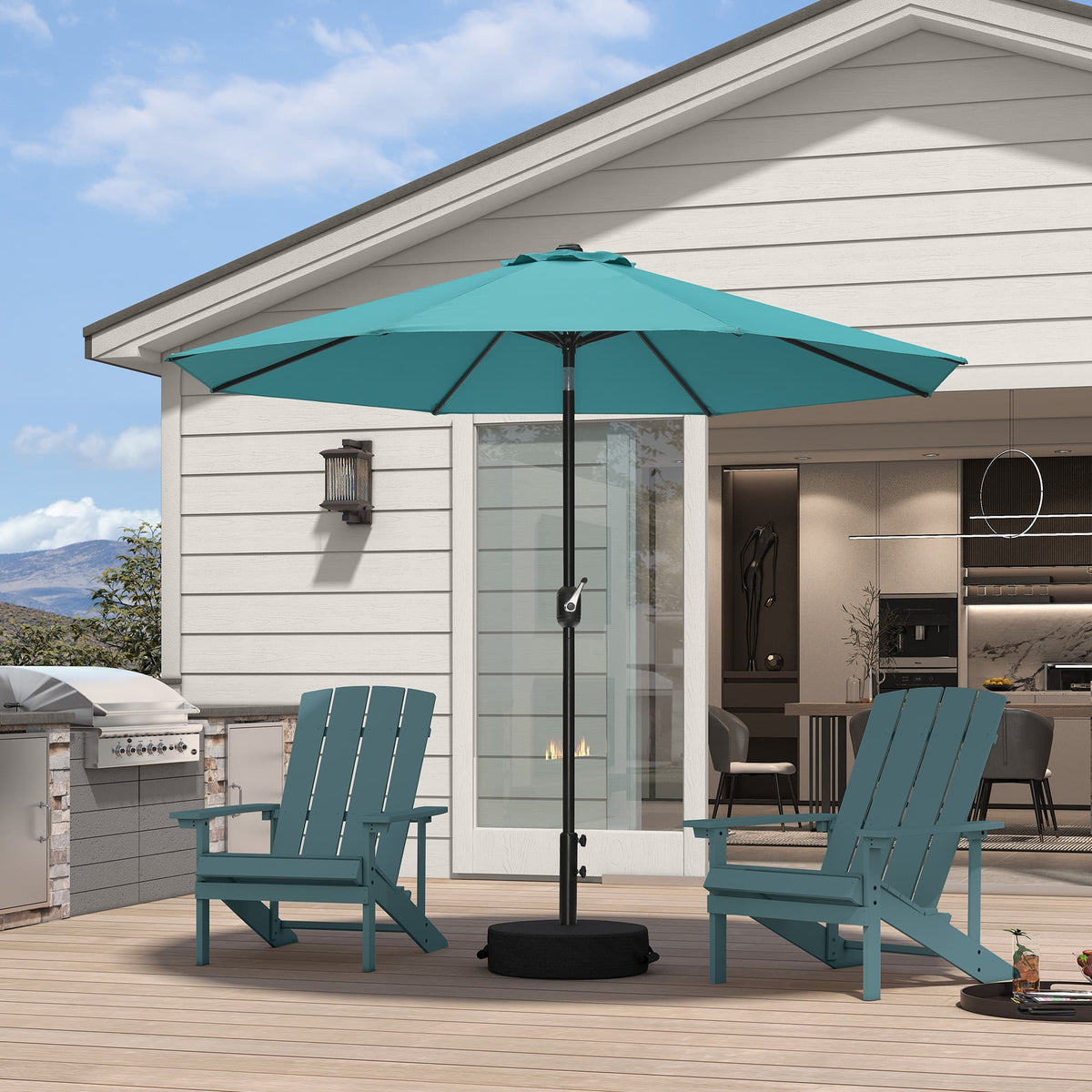 PURPLE LEAF Black Frame Outdoor Market Umbrellas Yard Tilting Patio Table Umbrella with Base