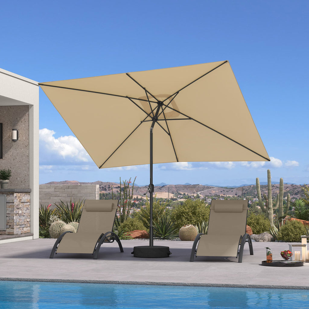 PURPLE LEAF Black Frame Outdoor Market Umbrellas Yard Tilting Patio Table Umbrella with Base