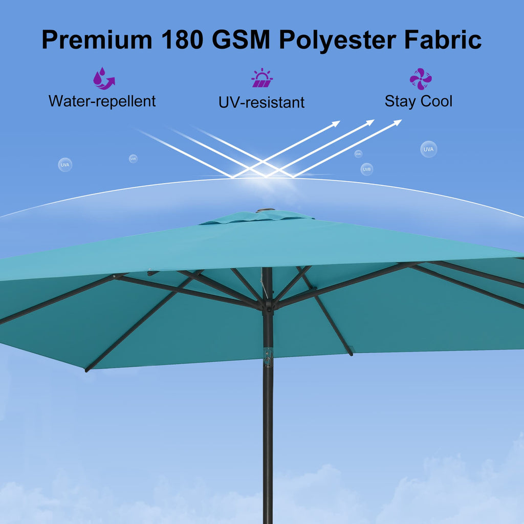 PURPLE LEAF Black Frame Outdoor Market Umbrellas Yard Tilting Patio Table Umbrella with Base