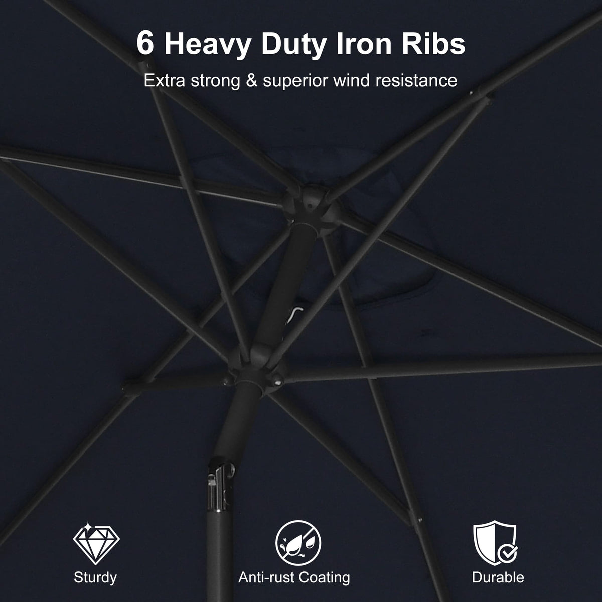 PURPLE LEAF Black Frame Outdoor Market Umbrellas Yard Tilting Patio Table Umbrella with Base