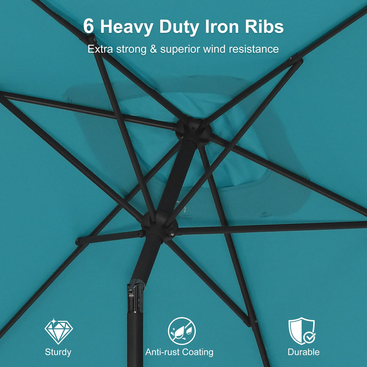 PURPLE LEAF Black Frame Outdoor Market Umbrellas Yard Tilting Patio Table Umbrella with Base