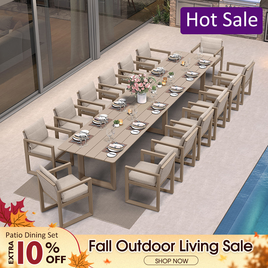 PURPLE LEAF Caesar Outdoor Dining Set Aluminum Luxury Patio Furniture Table and Chairs Set with Olifen Removable Thick Cushion and Pillow Patio Dining Sets for Garden Deck