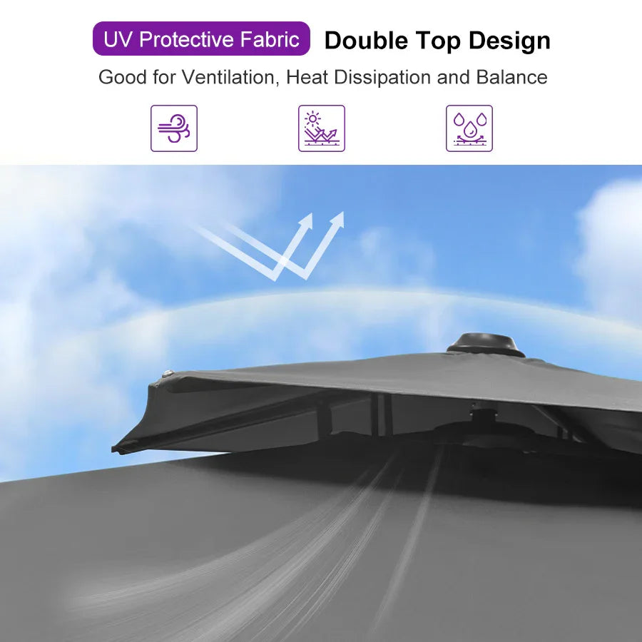 PURPLE LEAF Cantilever Patio Umbrella Gray Pole Outdoor Umbrella with UV Protection
