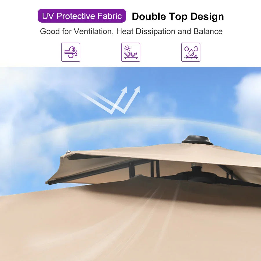 PURPLE LEAF Cantilever Patio Umbrella Gray Pole Outdoor Umbrella with UV Protection