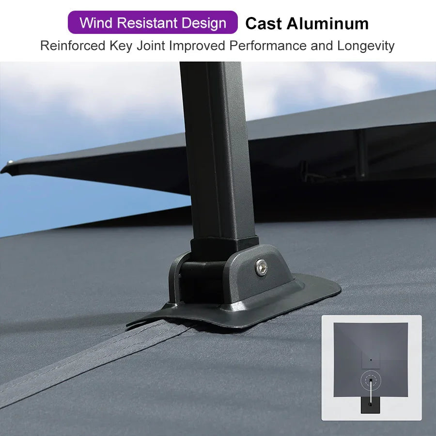 PURPLE LEAF Cantilever Patio Umbrella Gray Pole Outdoor Umbrella with UV Protection