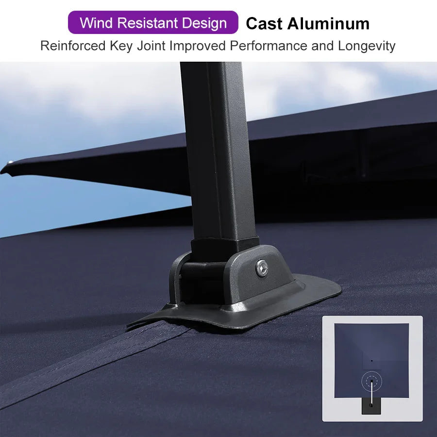 PURPLE LEAF Cantilever Patio Umbrella Gray Pole Outdoor Umbrella with UV Protection