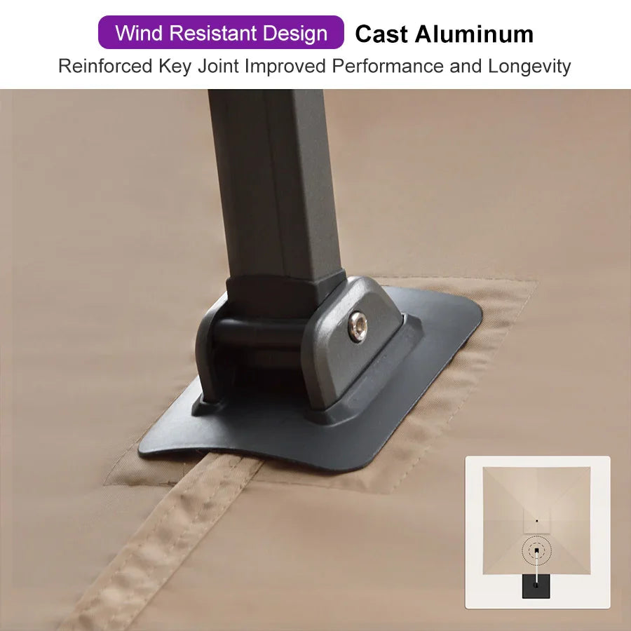 PURPLE LEAF Cantilever Patio Umbrella Gray Pole Outdoor Umbrella with UV Protection