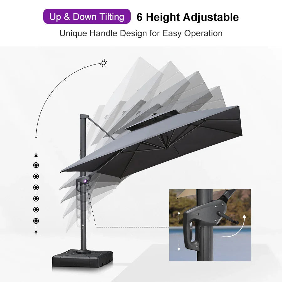 PURPLE LEAF Cantilever Patio Umbrella Gray Pole Outdoor Umbrella with UV Protection