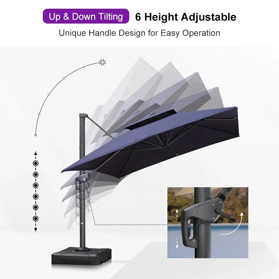 PURPLE LEAF Cantilever Patio Umbrella Gray Pole Outdoor Umbrella with UV Protection