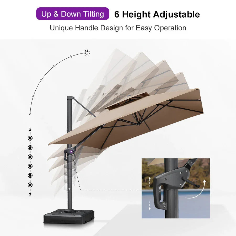 PURPLE LEAF Cantilever Patio Umbrella Gray Pole Outdoor Umbrella with UV Protection