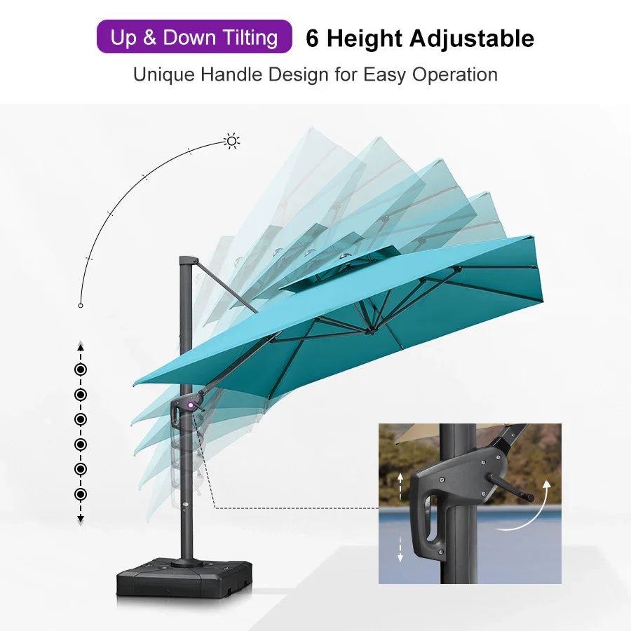 PURPLE LEAF Cantilever Patio Umbrella Gray Pole Outdoor Umbrella with UV Protection