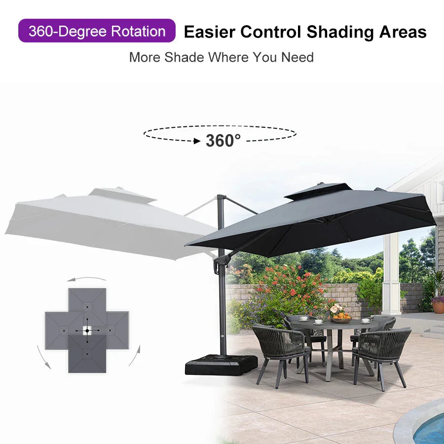 PURPLE LEAF Cantilever Patio Umbrella Gray Pole Outdoor Umbrella with UV Protection
