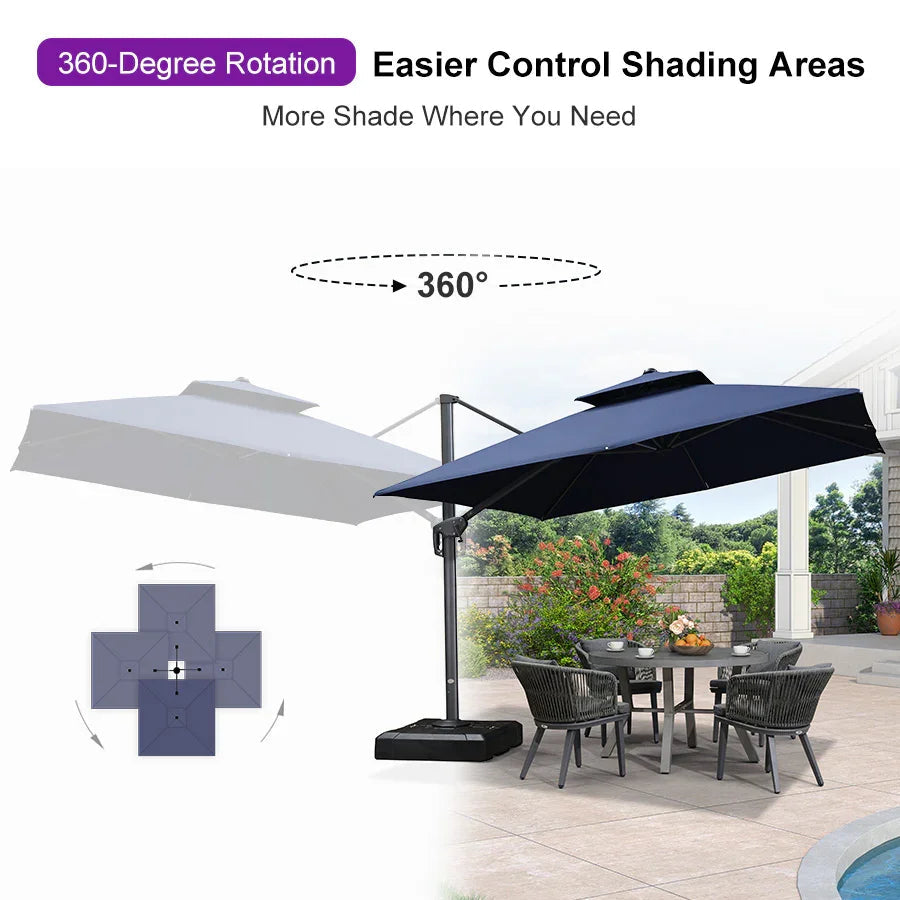 PURPLE LEAF Cantilever Patio Umbrella Gray Pole Outdoor Umbrella with UV Protection