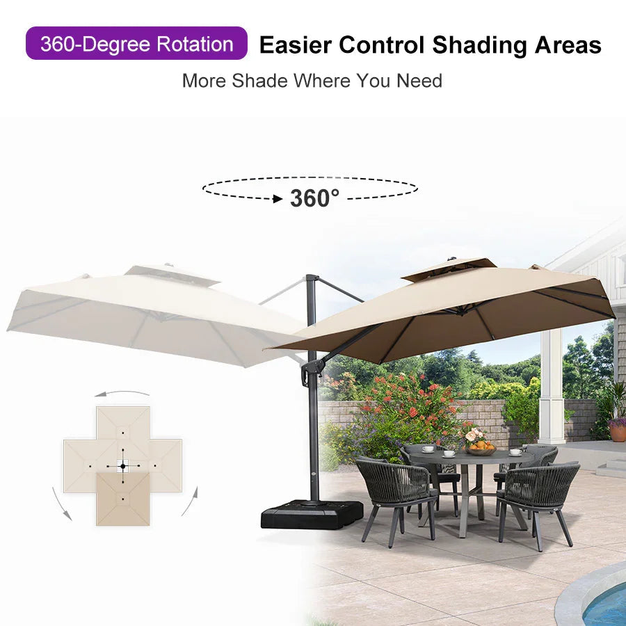 PURPLE LEAF Cantilever Patio Umbrella Gray Pole Outdoor Umbrella with UV Protection