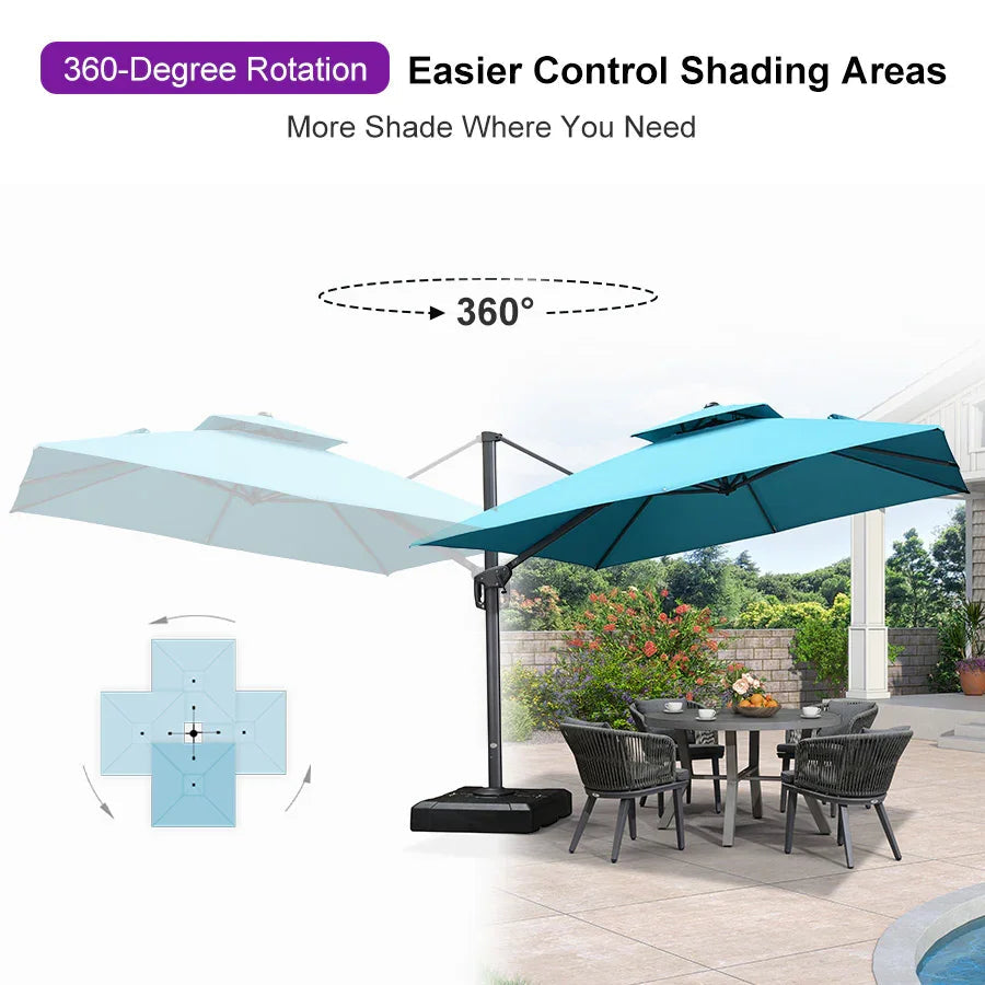PURPLE LEAF Cantilever Patio Umbrella Gray Pole Outdoor Umbrella with UV Protection