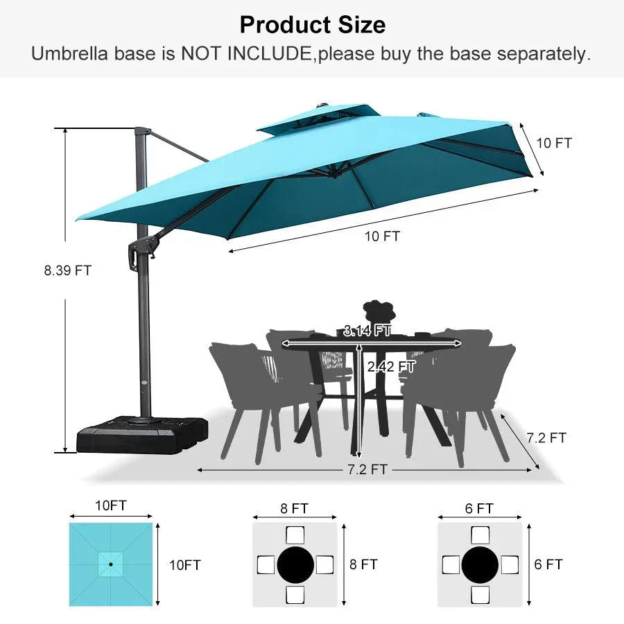 PURPLE LEAF Cantilever Patio Umbrella Gray Pole Outdoor Umbrella with UV Protection