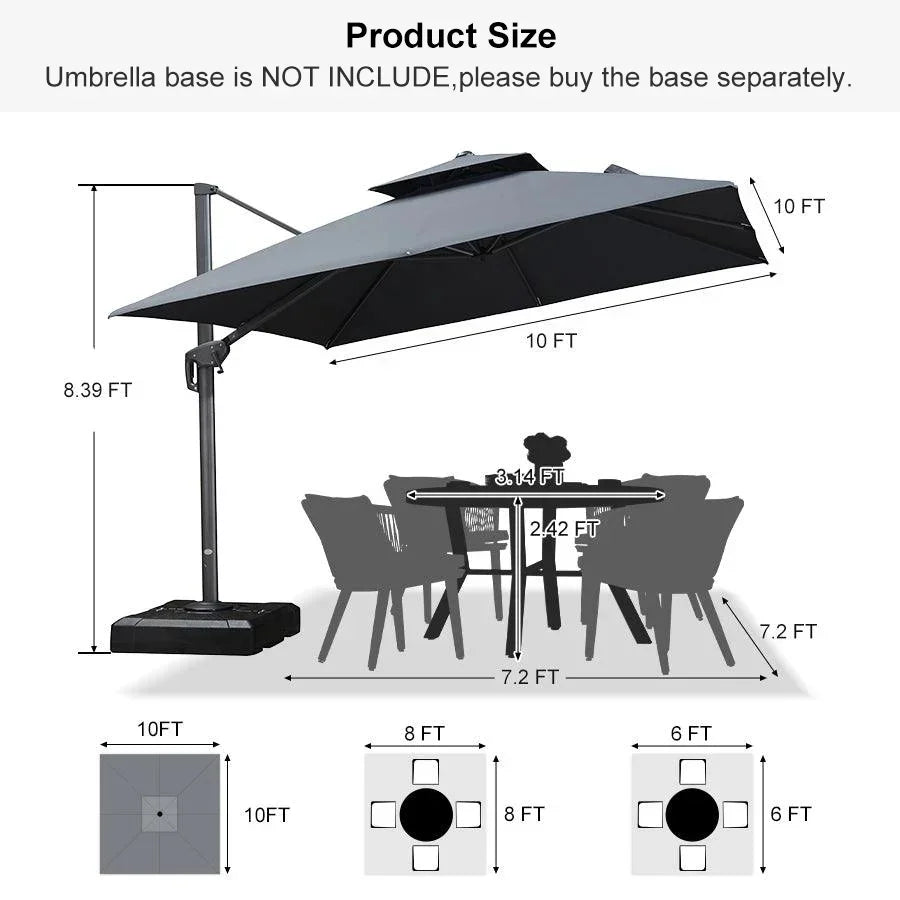 PURPLE LEAF Cantilever Patio Umbrella Gray Pole Outdoor Umbrella with UV Protection