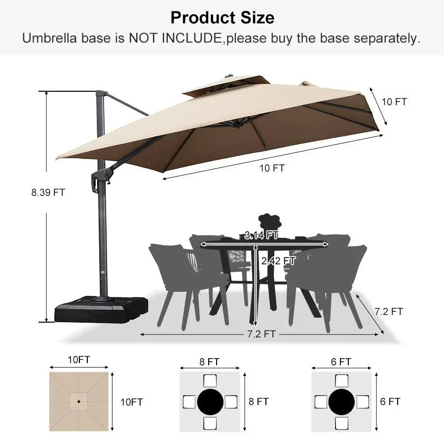 PURPLE LEAF Cantilever Patio Umbrella Gray Pole Outdoor Umbrella with UV Protection