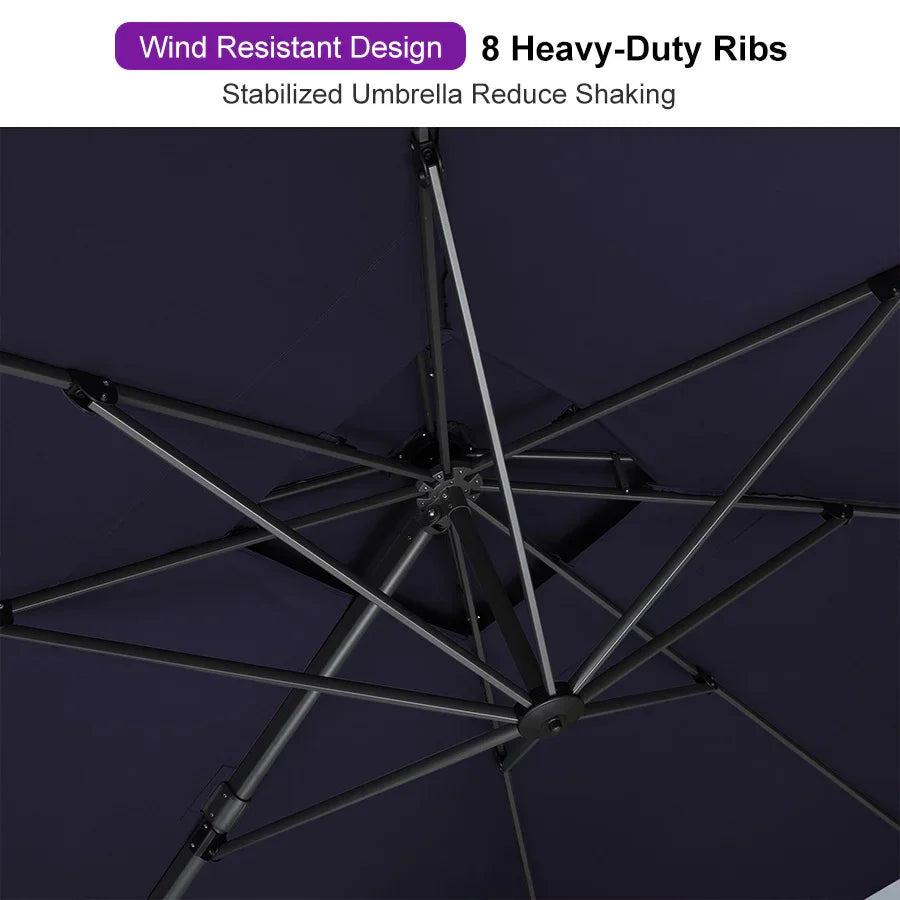 PURPLE LEAF Cantilever Patio Umbrella Gray Pole Outdoor Umbrella with UV Protection