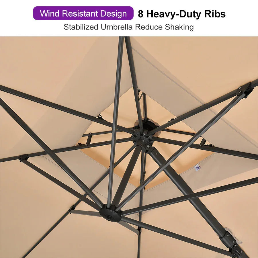 PURPLE LEAF Cantilever Patio Umbrella Gray Pole Outdoor Umbrella with UV Protection