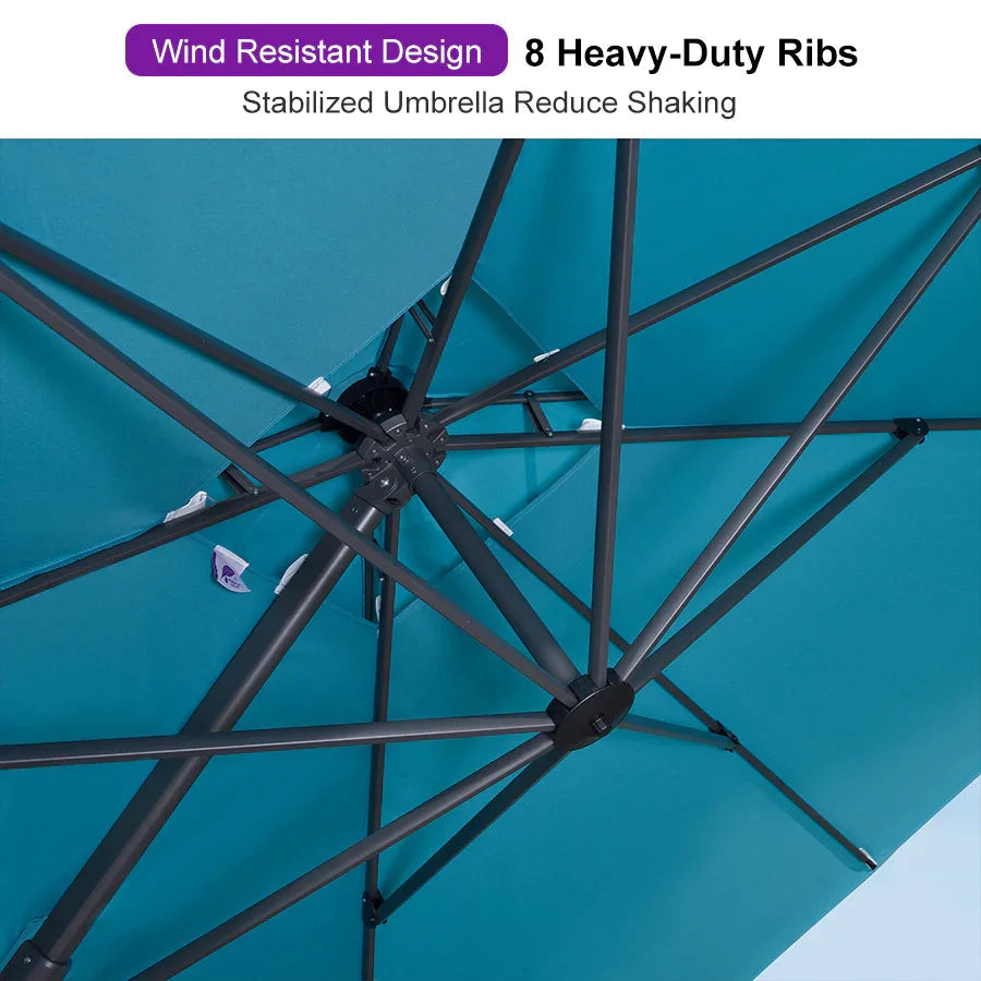 PURPLE LEAF Cantilever Patio Umbrella Gray Pole Outdoor Umbrella with UV Protection
