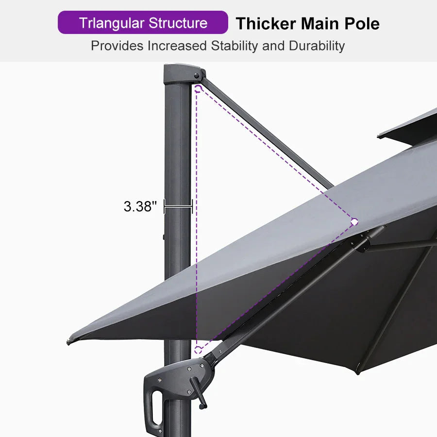 PURPLE LEAF Cantilever Patio Umbrella Gray Pole Outdoor Umbrella with UV Protection
