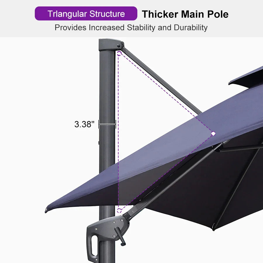 PURPLE LEAF Cantilever Patio Umbrella Gray Pole Outdoor Umbrella with UV Protection