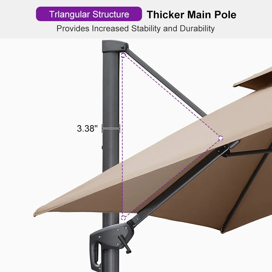 PURPLE LEAF Cantilever Patio Umbrella Gray Pole Outdoor Umbrella with UV Protection