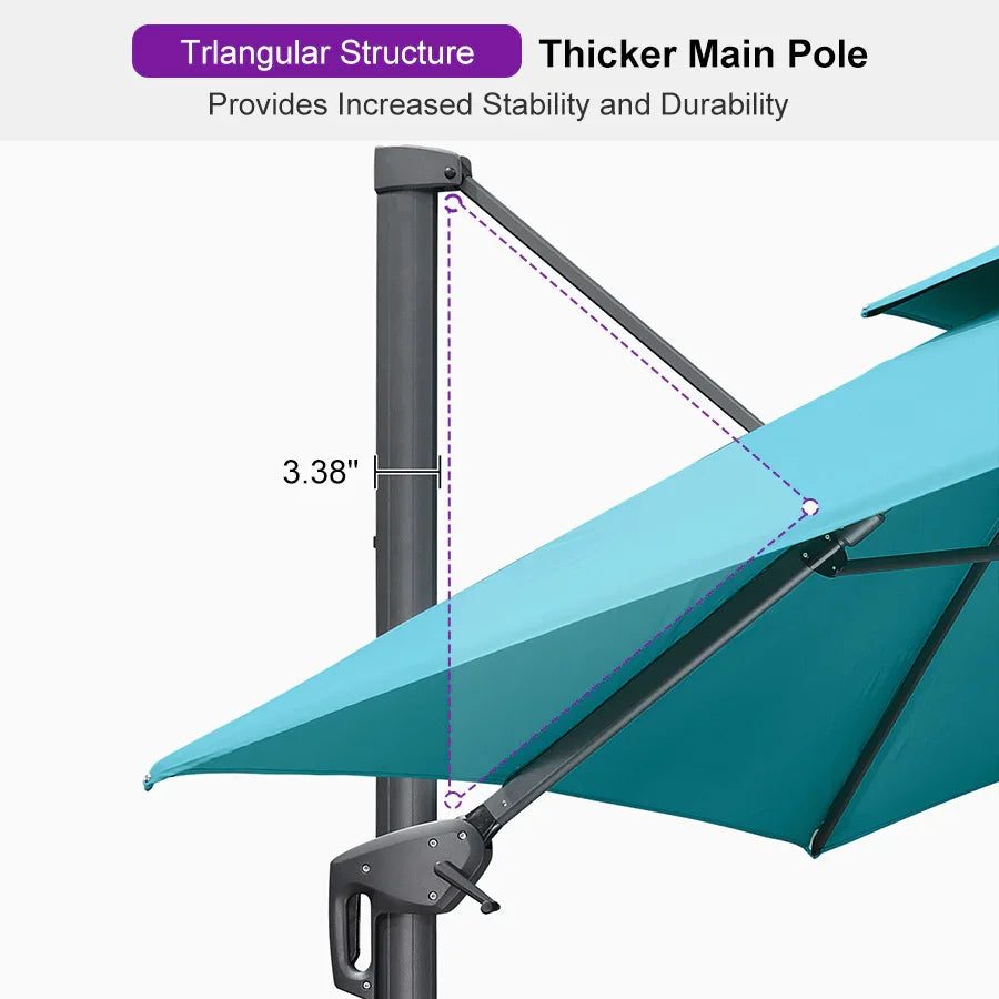 PURPLE LEAF Cantilever Patio Umbrella Gray Pole Outdoor Umbrella with UV Protection