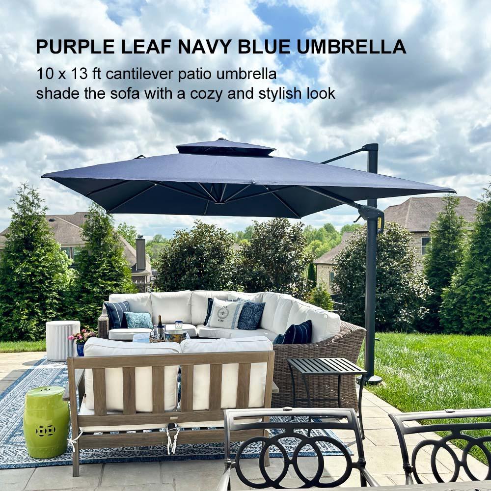 PURPLE LEAF Cantilever Patio Umbrella Gray Pole Outdoor Umbrella with UV Protection