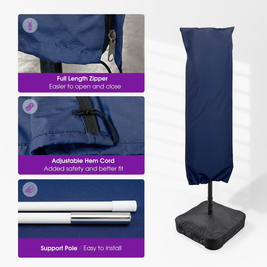 PURPLE LEAF Double-Sided Market Umbrella Covers Rectangular Patio Table Umbrella Cover with Zipper