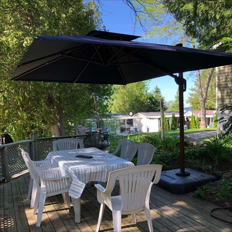 PURPLE LEAF Double Top 9 / 10 / 11 / 12 ft Square Aluminum Sun Umbrellas in Wood Color