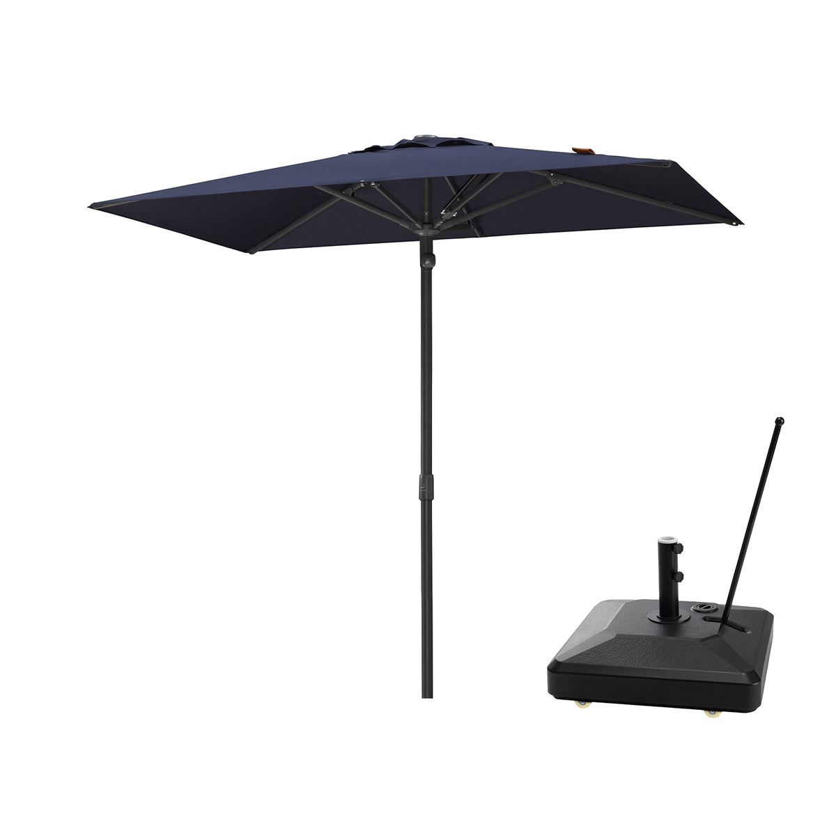 PURPLE LEAF Luxury Market Patio Umbrella, Hydraulic Lift System, Umbrella Base with Wheels