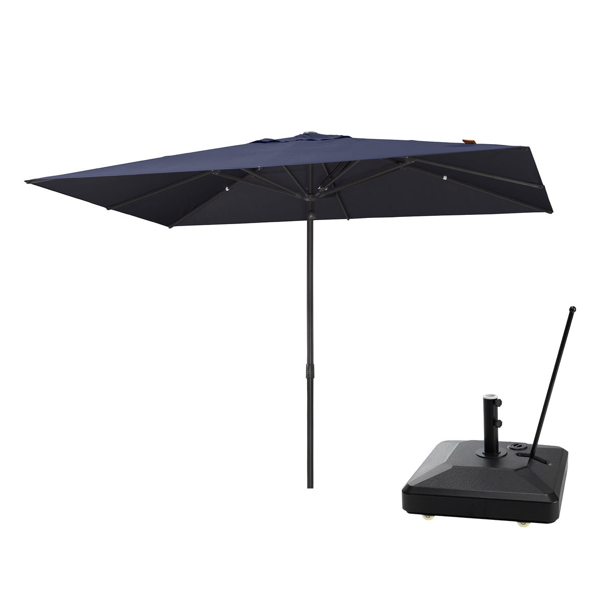 PURPLE LEAF Luxury Market Patio Umbrella, Hydraulic Lift System, Umbrella Base with Wheels