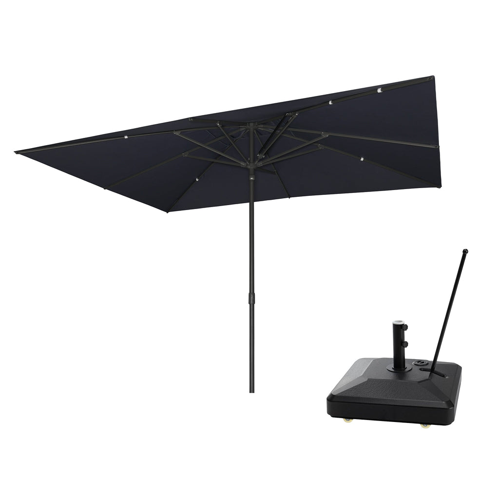 PURPLE LEAF Luxury Market Patio Umbrella, Hydraulic Lift System, Umbrella Base with Wheels