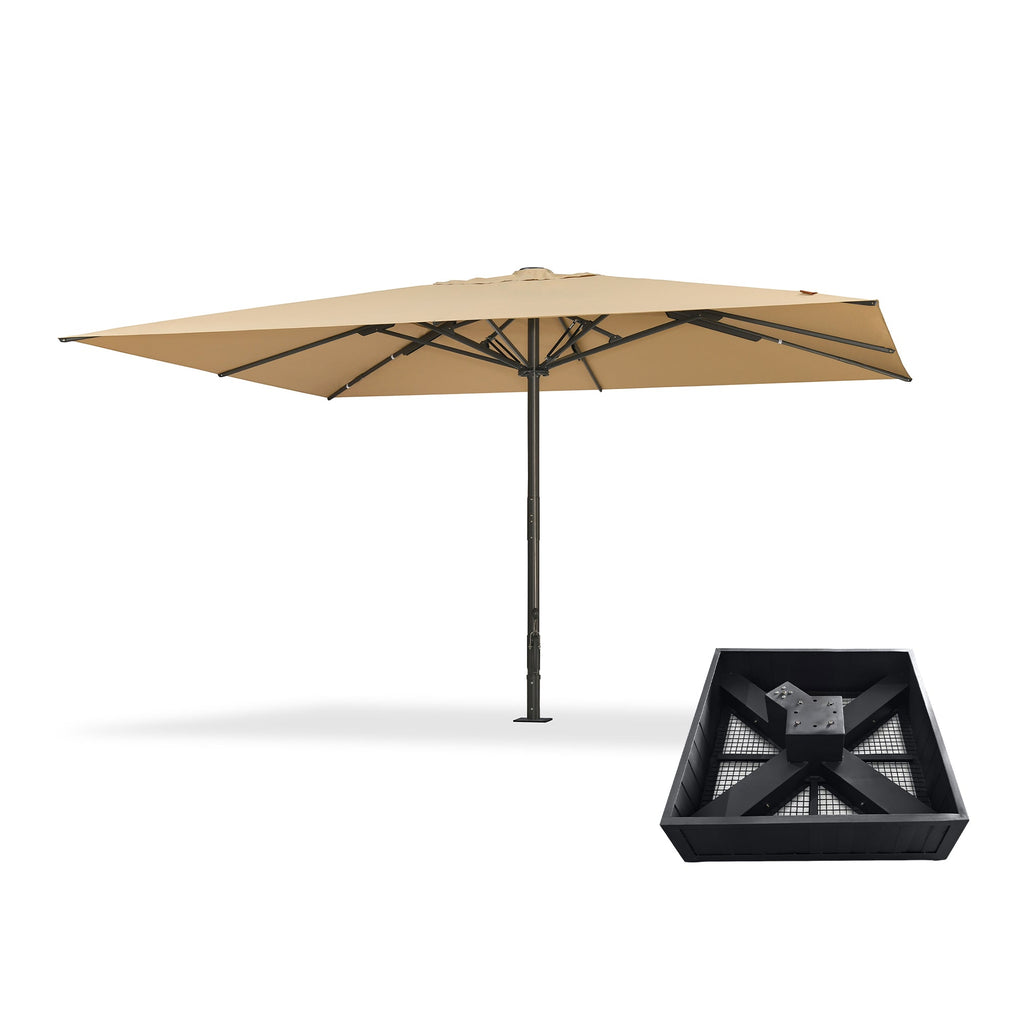PURPLE LEAF Luxury Market Patio Umbrella, Hydraulic Lift System, Umbrella Base with Wheels