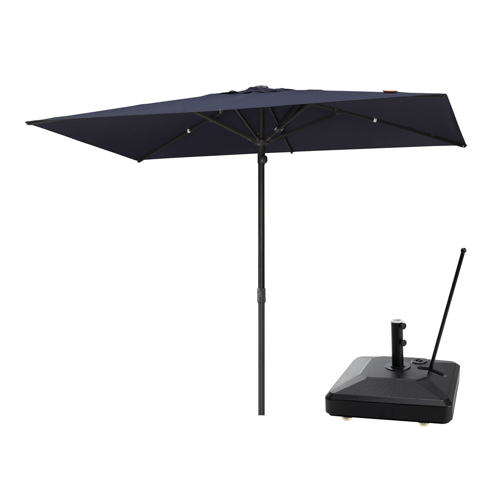 PURPLE LEAF Luxury Market Patio Umbrella, Hydraulic Lift System, Umbrella Base with Wheels
