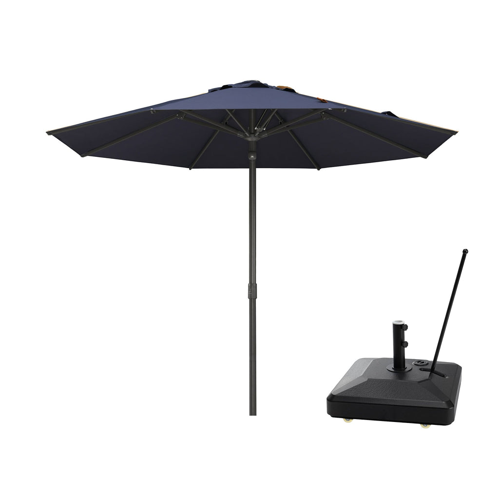 PURPLE LEAF Luxury Market Patio Umbrella, Hydraulic Lift System, Umbrella Base with Wheels