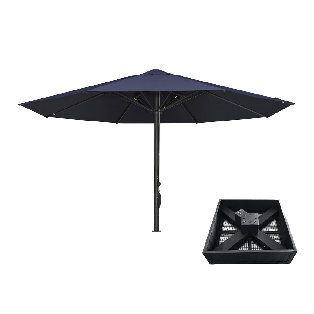 PURPLE LEAF Luxury Market Patio Umbrella, Hydraulic Lift System, Umbrella Base with Wheels