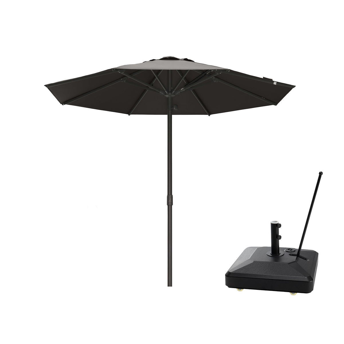 PURPLE LEAF Luxury Market Patio Umbrella, Hydraulic Lift System, Umbrella Base with Wheels