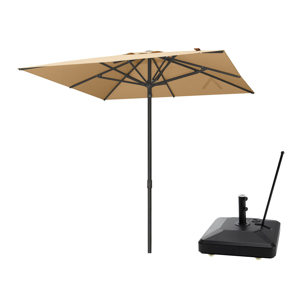 PURPLE LEAF Luxury Market Patio Umbrella, Hydraulic Lift System, Umbrella Base with Wheels