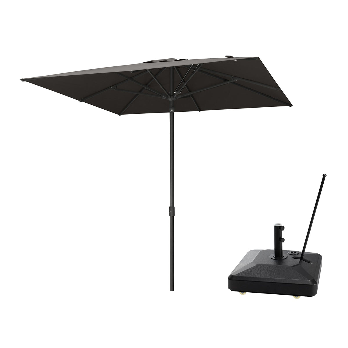 PURPLE LEAF Luxury Market Patio Umbrella, Hydraulic Lift System, Umbrella Base with Wheels
